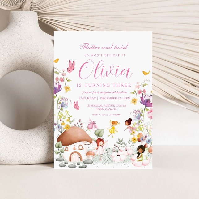 Invitation Fée Papillon Jardin Pixie Filles Fleurs (Créateur téléchargé)