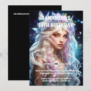 Invitation Fée papillon princesse cheveux blonde filles imagi