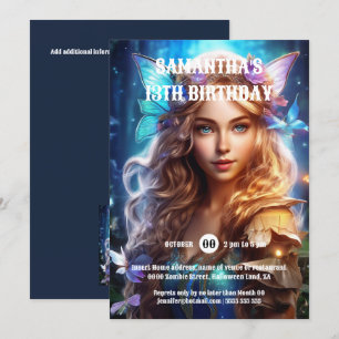 Invitation Fée papillon princesse cheveux brun filles imagina