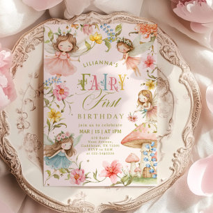 Invitation Fée Premier 1er Anniversaire Jardin enchanté