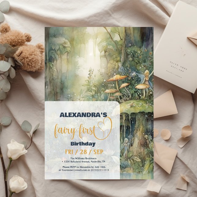 Invitation Fée Premier Anniversaire de la Fille (Créateur téléchargé)