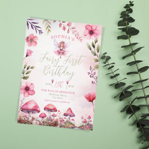 Invitation Fée premier anniversaire Enchanted Forest Champign