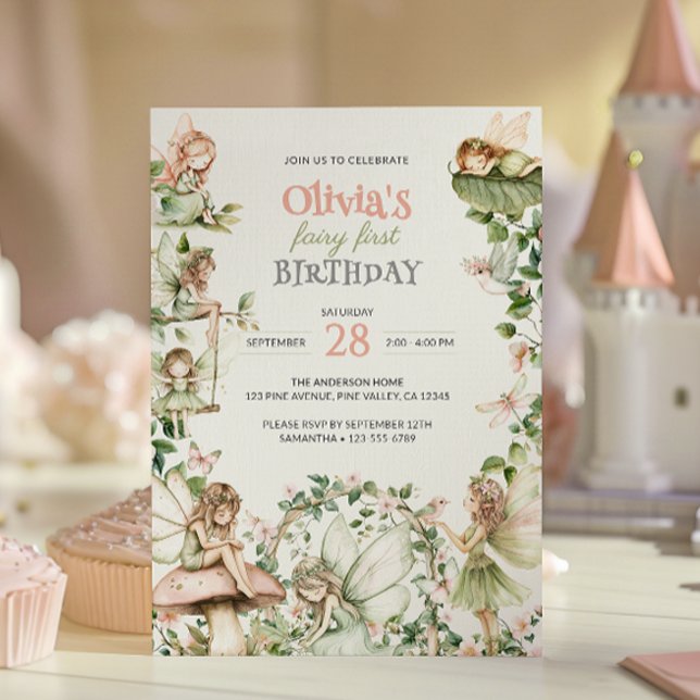 Invitation Fée Première Fille 1er Anniversaire (Créateur téléchargé)