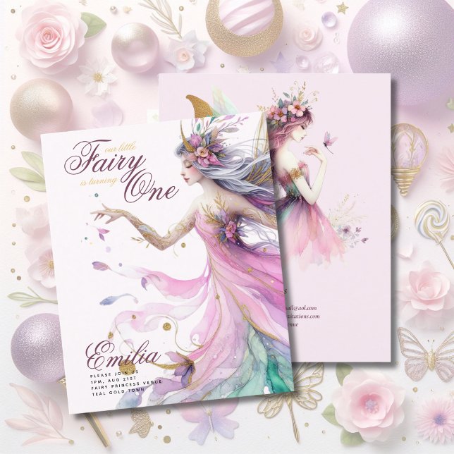 Invitation Fée Princesse 1er Anniversaire ou MODIFIER ÂGE Sar (Créateur téléchargé)