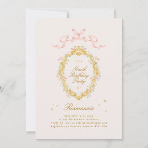 Invitation Fée Princesse Fille Arc Rose Anniversaire