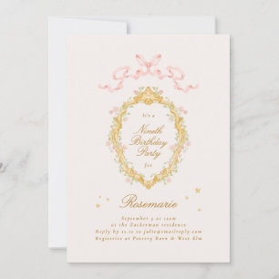 Invitation Fée Princesse Fille Arc Rose Anniversaire