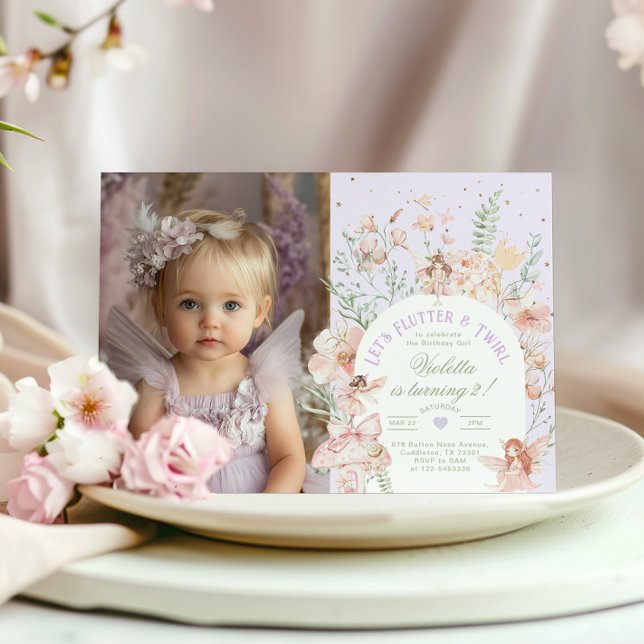 Invitation Fée princesse Flutter et Twirl Tout âge Anniversai (Créateur téléchargé)