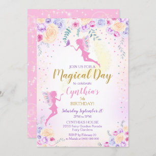 Invitation Fée Rose Anniversaire Fairy Garden