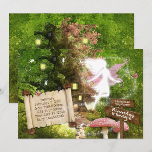 Invitation Fée Rose de la Forêt Enchantée