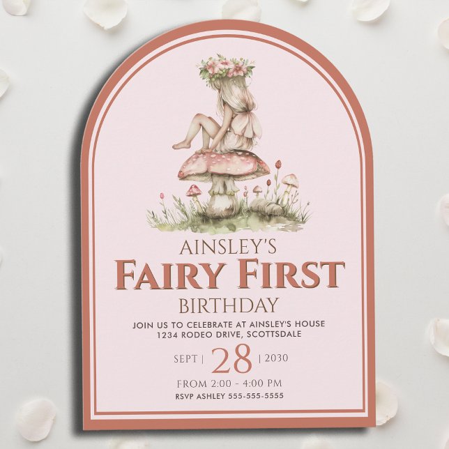 Invitation Fée rose et rouge Premier Arc 1er Anniversaire (Créateur téléchargé)