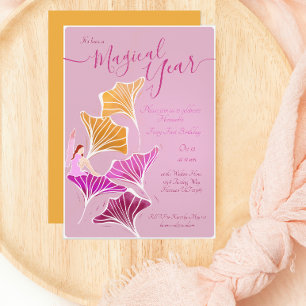 Invitation Fée rose Whimsical Premier Anniversaire Magique