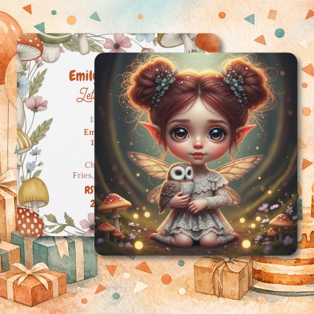 Invitation Fée rousse et fille renardeau pour leur anniversai (Créateur téléchargé)