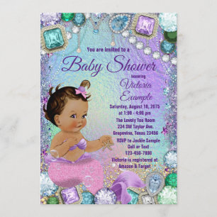 Invitation Fée Sirène Ethnique Rose Baby Shower