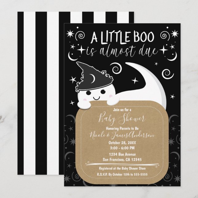 Invitation Fée Sorcière Fantôme Halloween Bébé Shower de l'Ép (Devant / Derrière)