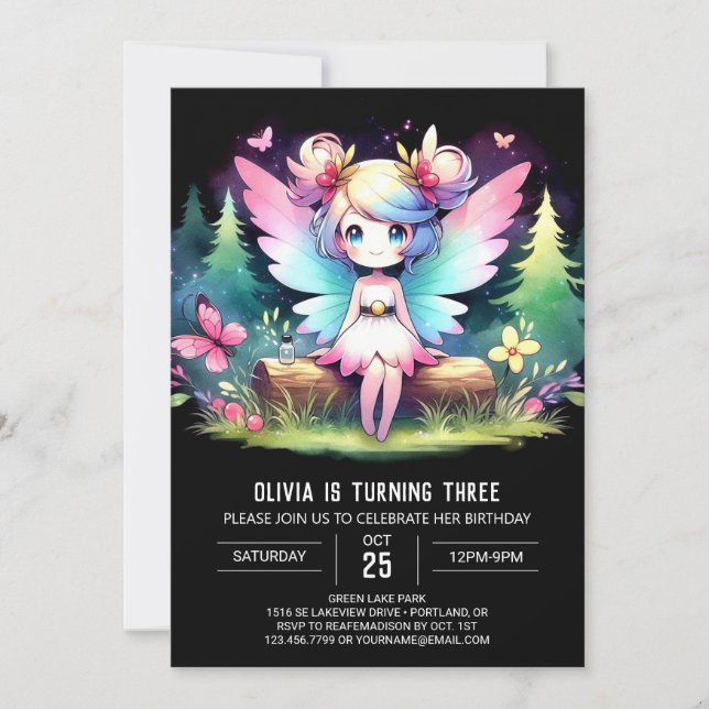 Invitation Fée sucrée personnalisée Anniversaire (Devant)