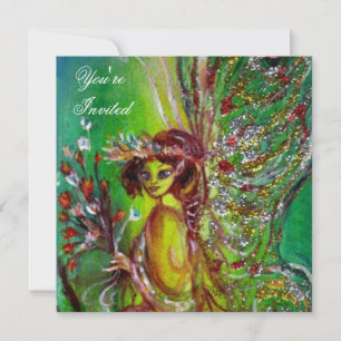 Invitation FÉE VERTE jaune bleu rouge argent