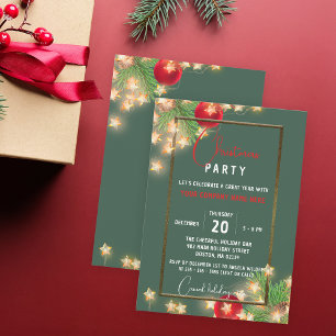 Invitation Fée verte Lumières Soirée d'entreprise de Noël