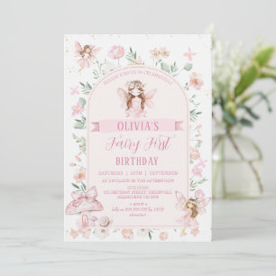 Invitation Fée Whimsical Pink Arch Premier anniversaire Anniv
