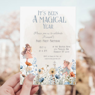 Invitation Fée Whimsical Premier Anniversaire Magique