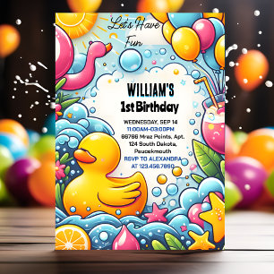 Invitation Feed Splash Bubbles Summer Duck Foam 1er anniversa