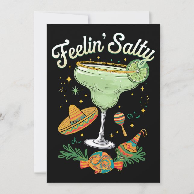 Invitation Feelin' Salty Margarita Funny Cinco De Mayo (Devant)