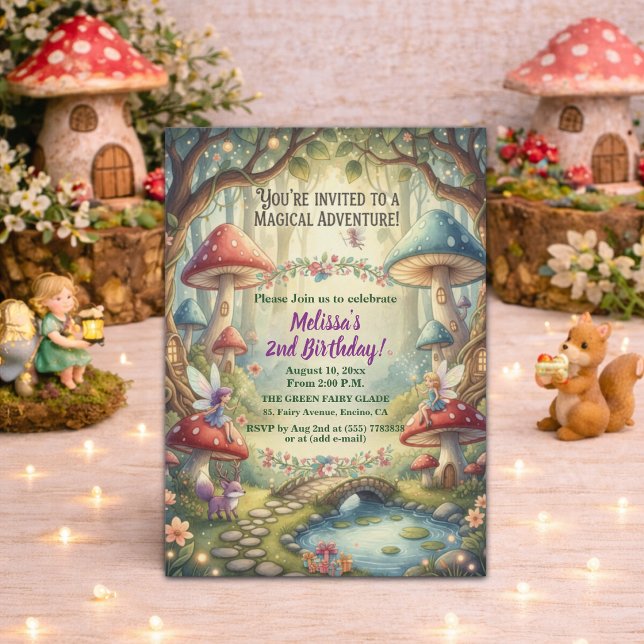 Invitation Fées de la Forêt Enchantée 2ème Anniversaire (Créateur téléchargé)