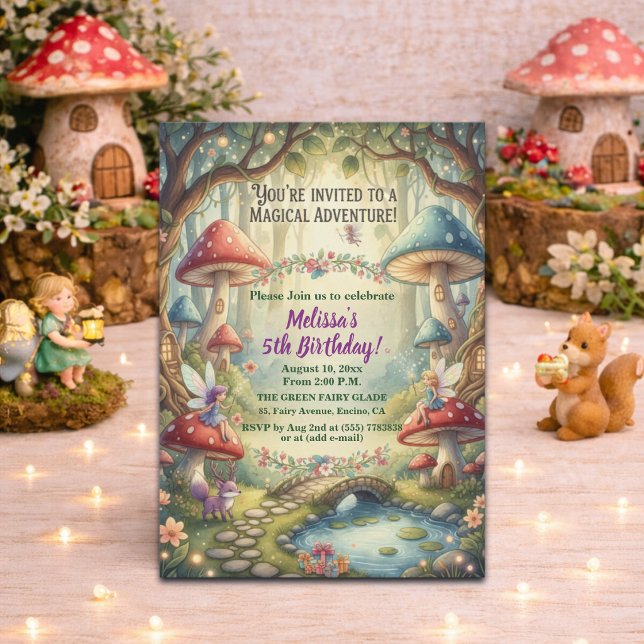 Invitation Fées de la Forêt Enchantée Fête d'anniversaire 5 a (Créateur téléchargé)