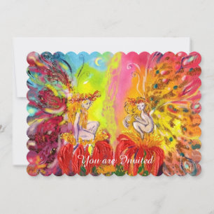 Invitation FÉES DE L'AUBE , Paillettes Bleues Magiques Dorées