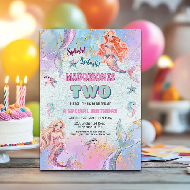 Invitation Fées des Mers Anniversaire de 2 ans (Créateur téléchargé)