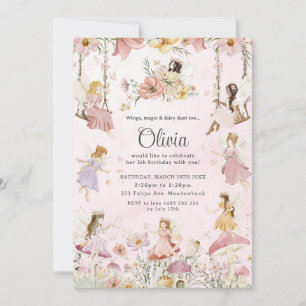 Invitation Fées enchantées Fleurs Jardin de prairie Anniversa