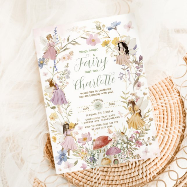 Invitation Fées Fleur sauvage Fleurs de prairie Anniversaire (Créateur téléchargé)
