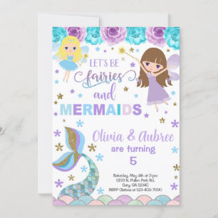 Invitation Fées & sirènes de filles frères et soeurs invitati