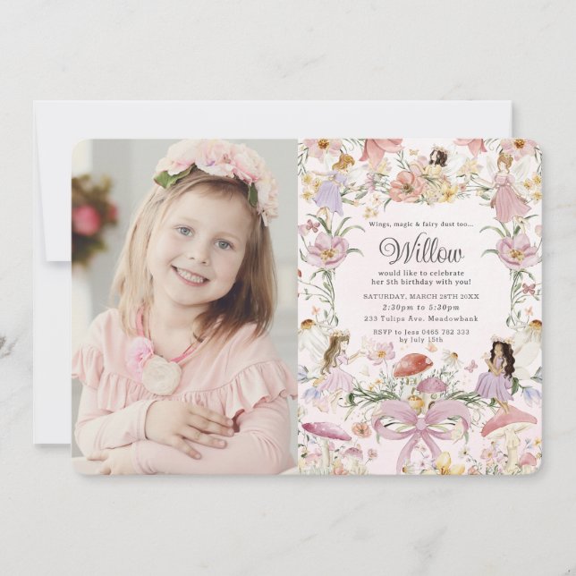 Invitation Fées Whimsical Anniversaire Fleur Jardin Photo (Devant)