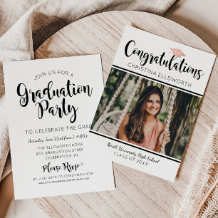 Invitation Félicitations 2024 Rose Gold Graduation Photo