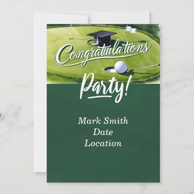 Invitation Félicitations à la Fête de la Graduation Golf sur  (Devant)