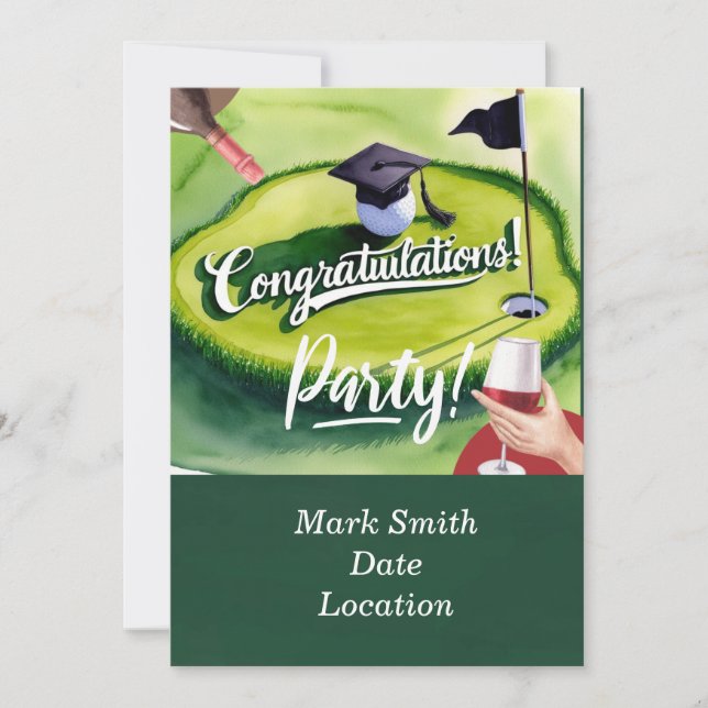 Invitation Félicitations à la Fête de la Graduation Golf sur  (Devant)