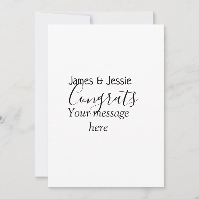 Invitation Félicitations ajoutez nom message mariage jeune co (Devant)