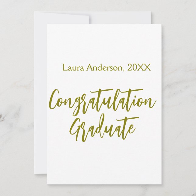 Invitation Félicitations au diplômé nom doré promotion 20XX s (Devant)