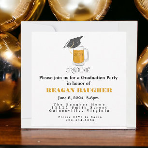 Invitation Félicitations au verre de bière de diplômé & Casqu