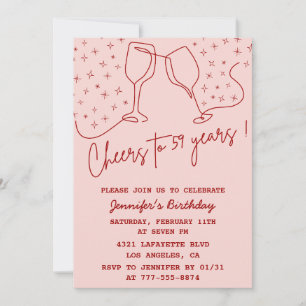 Invitation Félicitations Champagne Rose Élégant 59e anniversa