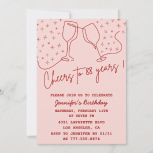 Invitation Félicitations Champagne Rose Élégant 88e anniversa