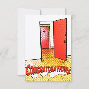 Invitation félicitations comic door