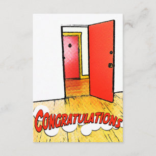 Invitation félicitations comic door