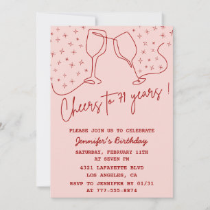 Invitation Félicitations Élégant Champagne Rose pour 71 ans
