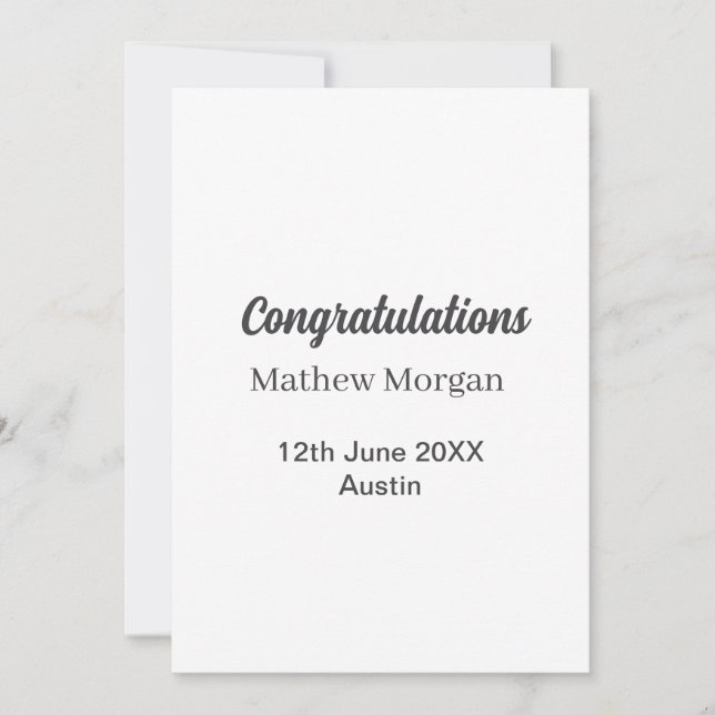 Invitation Félicitations félicitations diplômé nom année clas (Devant)