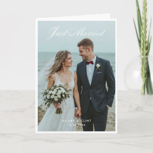 Invitation Félicitations Mariage Annonce Photo Pliée (Devant)