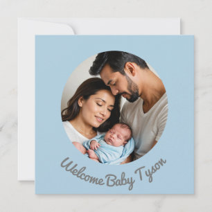 Invitation Félicitations nouveau bébé garçon bleu, bienvenue