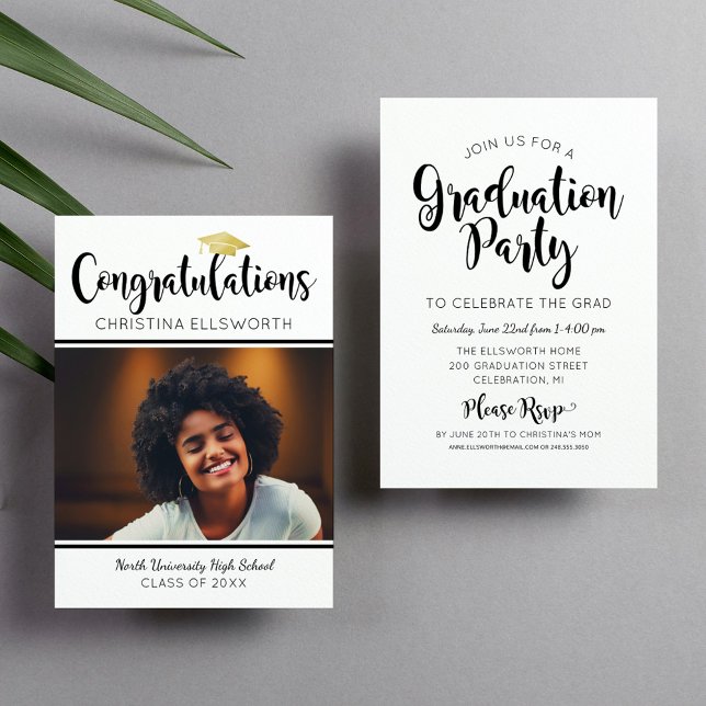 Invitation Félicitations Photo Fête de Remise des Diplômes Ch (Créateur téléchargé)