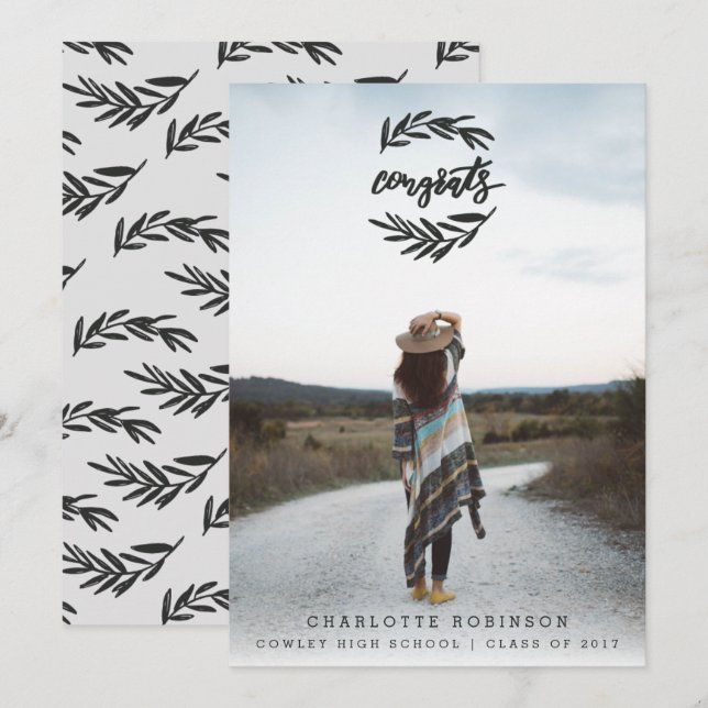 INVITATION FÉLICITATIONS PORTRAIT-NOIR ET BLANC (Devant / Derrière)