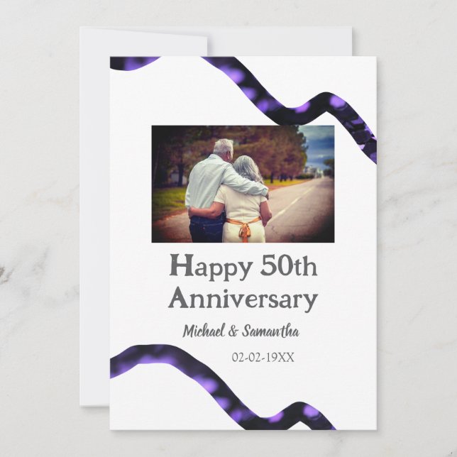 Invitation félicitations pour les 50 ans de mariage nom photo (Devant)